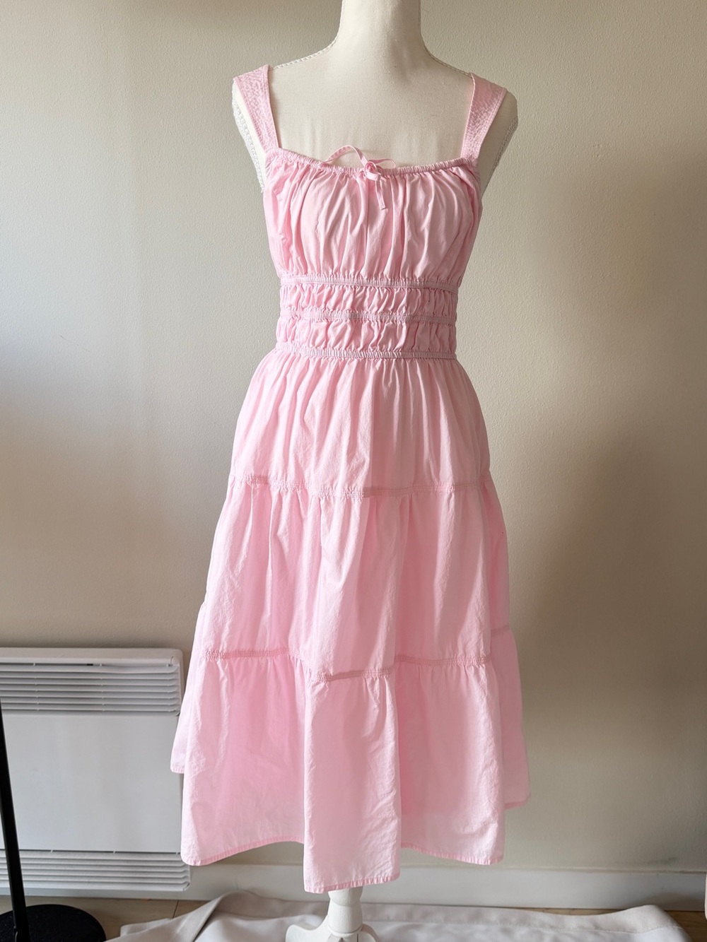 Aritzia Pink Smocked Waist Sundress